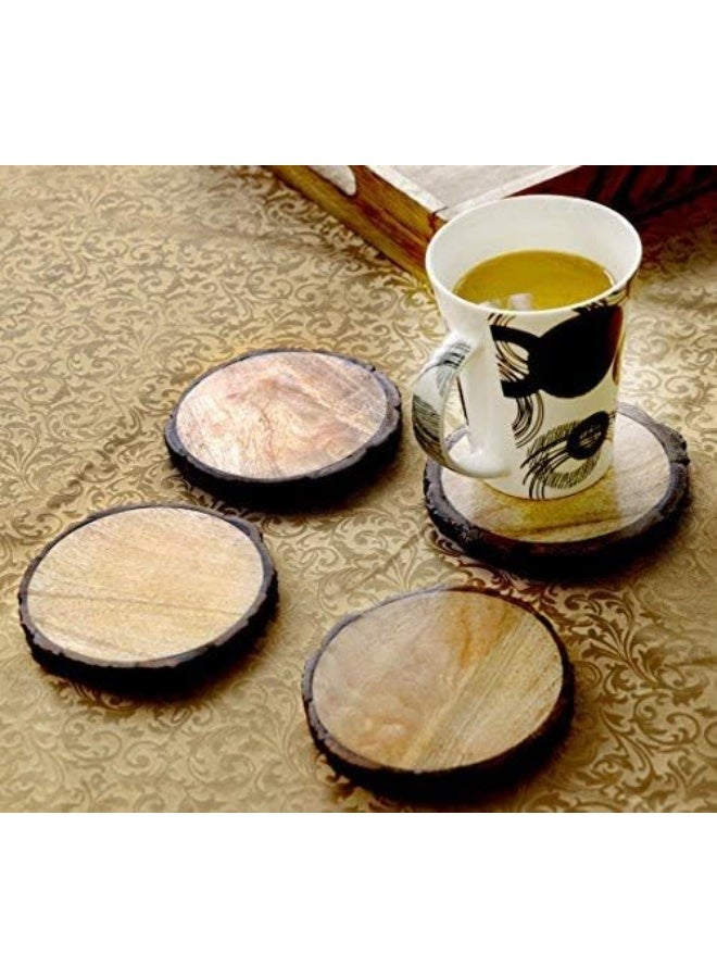 A wooden coaster in the shape of a tree trunk for hot cups and also for dishes. It can be used as decoration on your desk or in your home. A set of 4 pieces inside a box. - Image 3